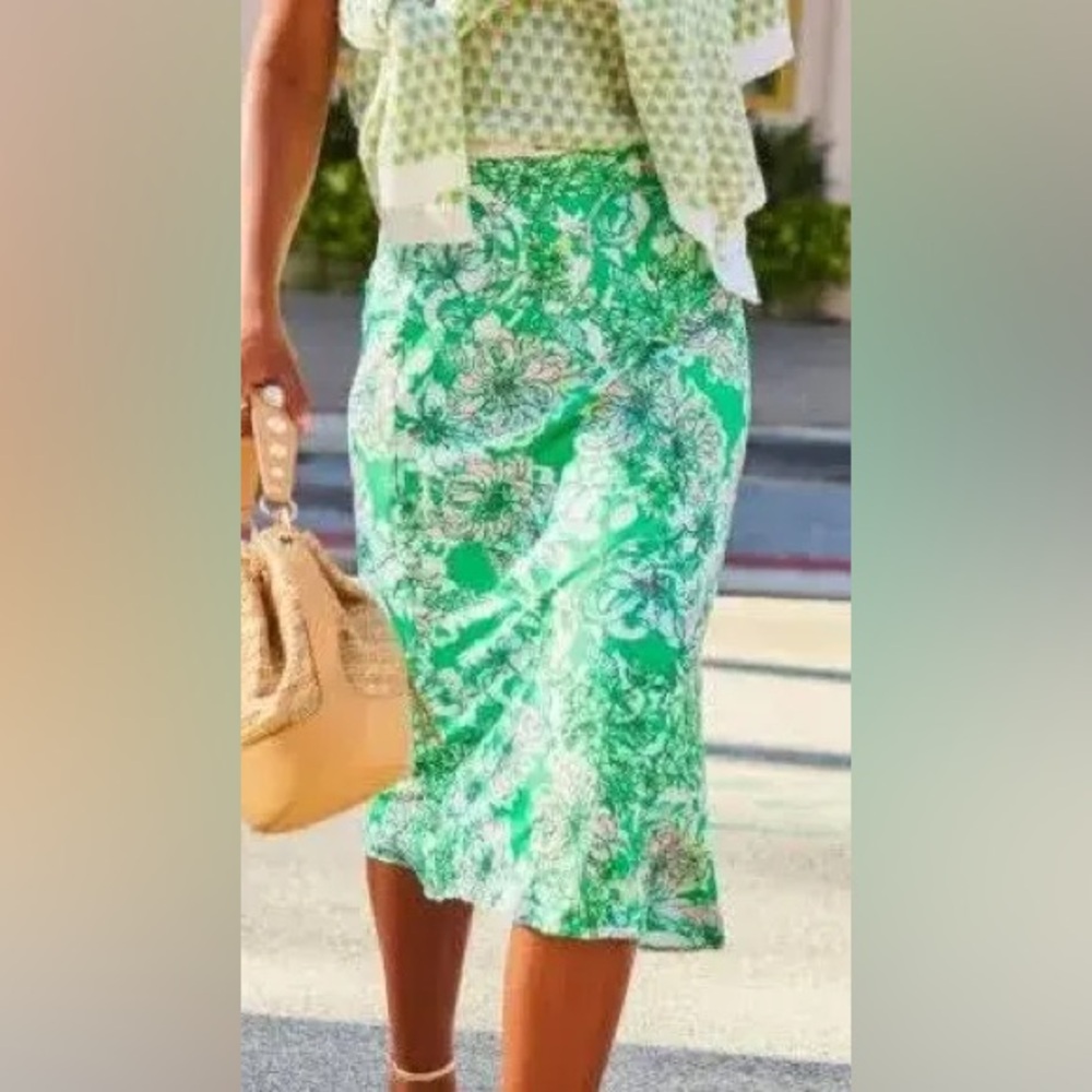 Lilly Pulitzer Green Pencil Midi Skirt Resort Wear